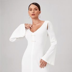 SHEIN X YIJUN LI Cut Out Flounce Sleeve Fitted Dress